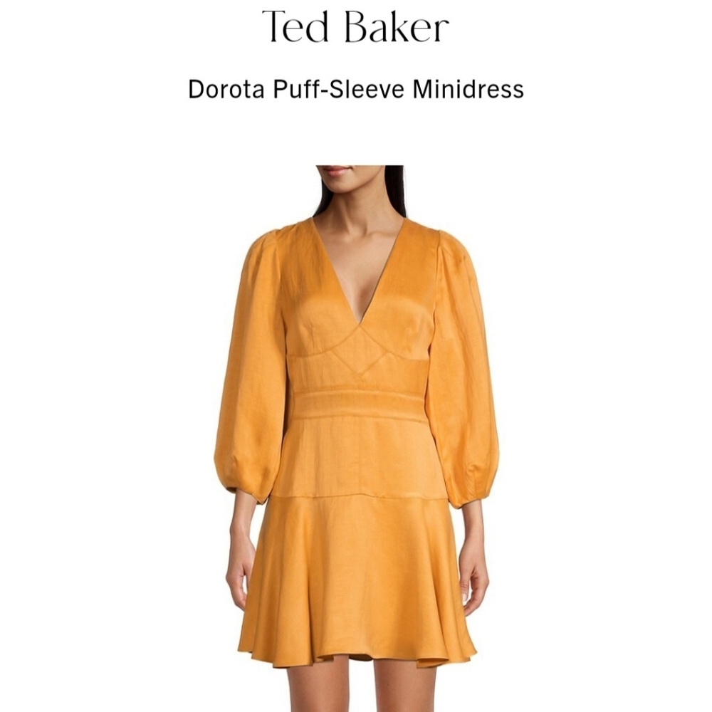Ted Baker Dorota Puff Sleeve Mini Dress Size 5 TB